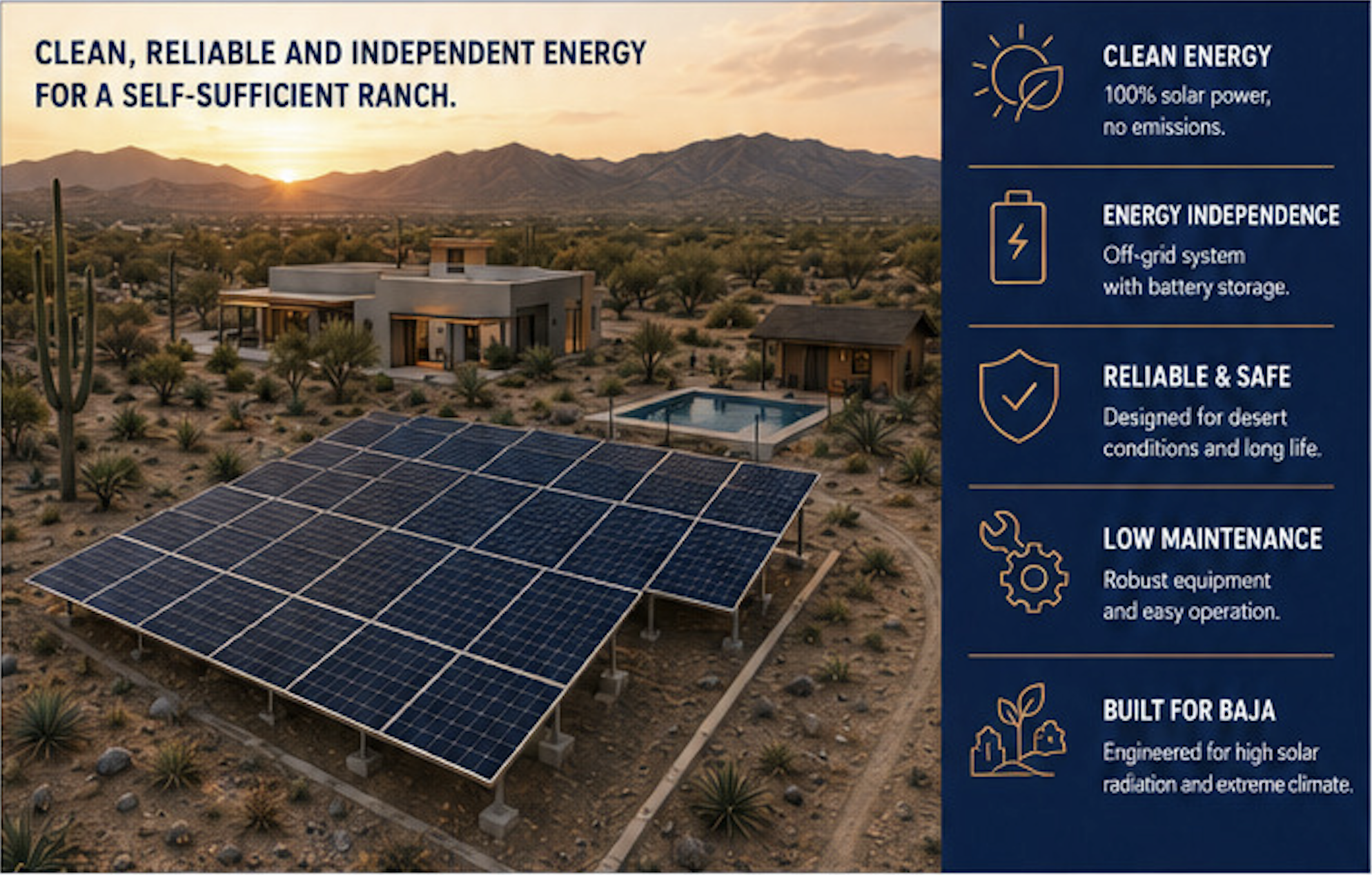 Off-Grid-Solaranlage für ein autarkes Ranch-Haus