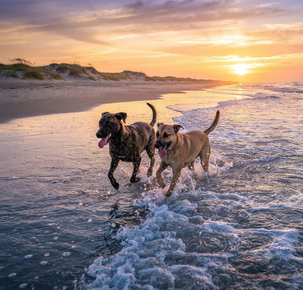 Nala und Hope am Strand